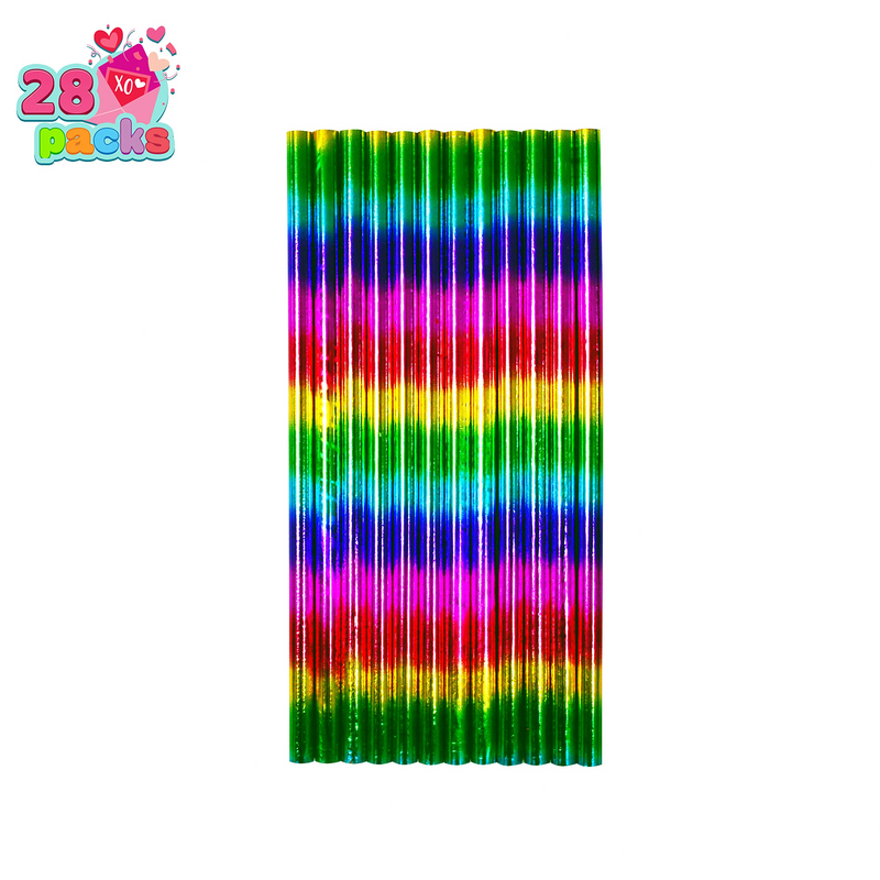 28Pcs Kids Valentines Cards with Rainbow Pencil for Kids-Classroom Exchange Gifts