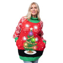 Adult Christmas Tree Long Ugly Sweater with Light Bulbs