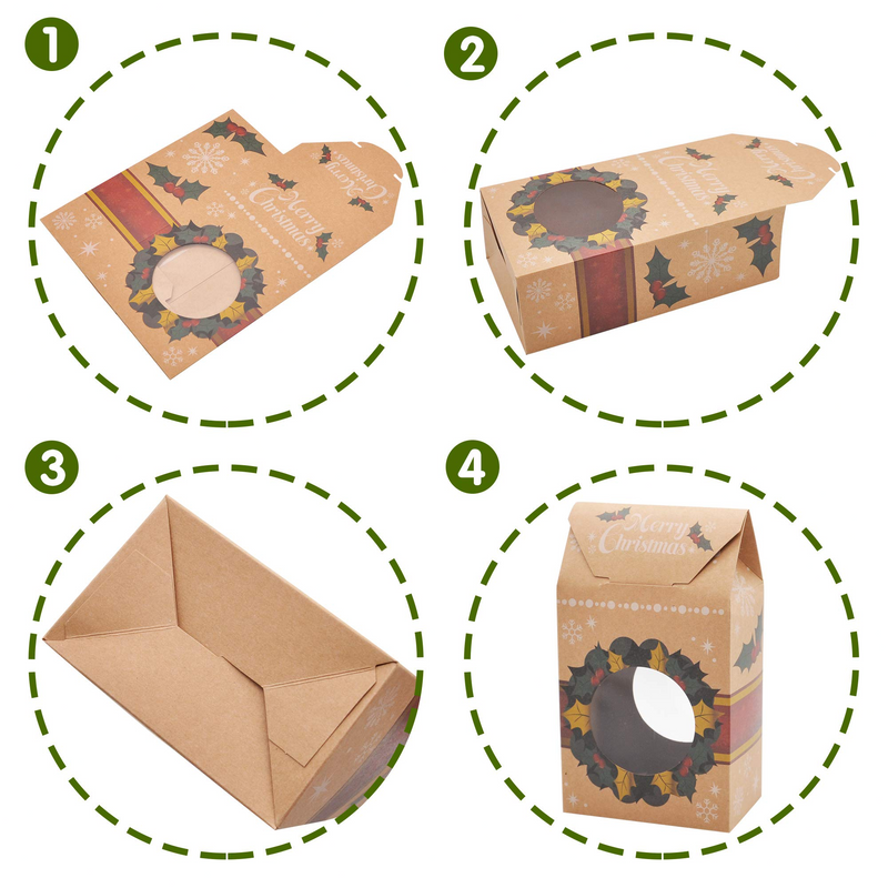 24 Foiled Kraft Christmas Cookie Treat Boxes Bulk