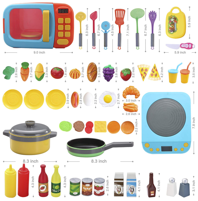 45 Pcs Pretend Play Microwave Cooking & Kitchen Utensil