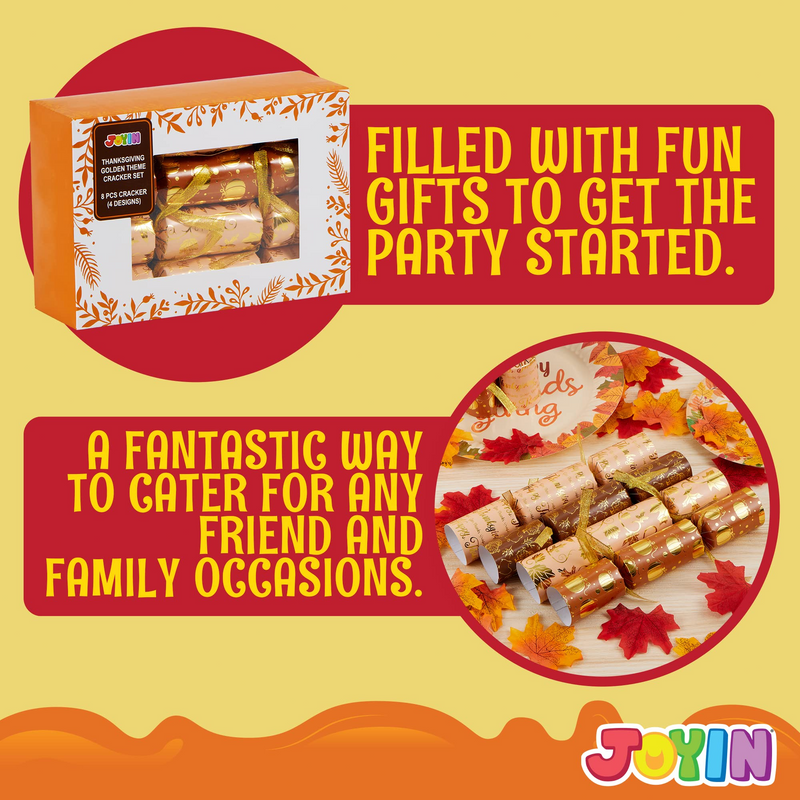 8Pcs Thanksgiving Cracker Set Design - Golden theme