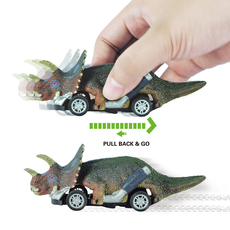 Dinosaur Car Toys with Cards, 6 Pcs