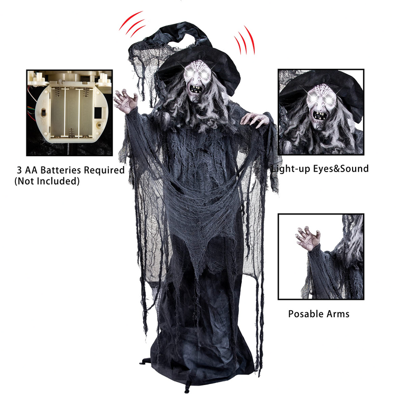 7.6 ft Halloween Animated Witch Decoration