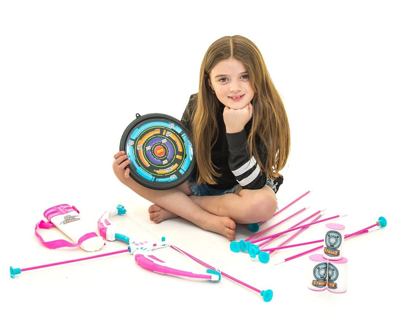White Bow and Arrow Archery Toy Set with Flashing LED Lights