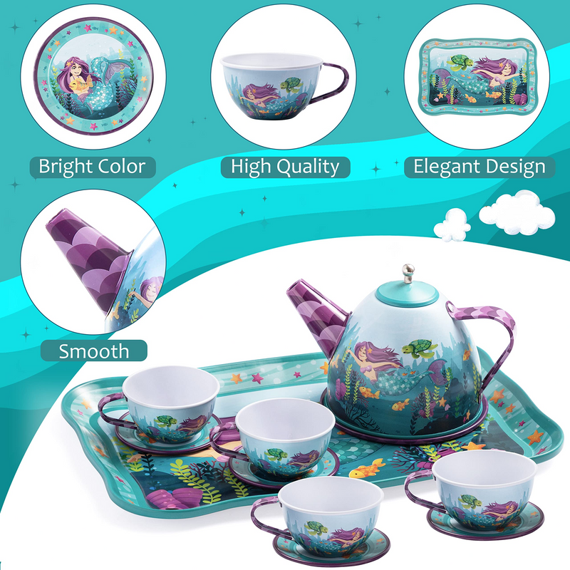 Mermaid tin tea set sales
