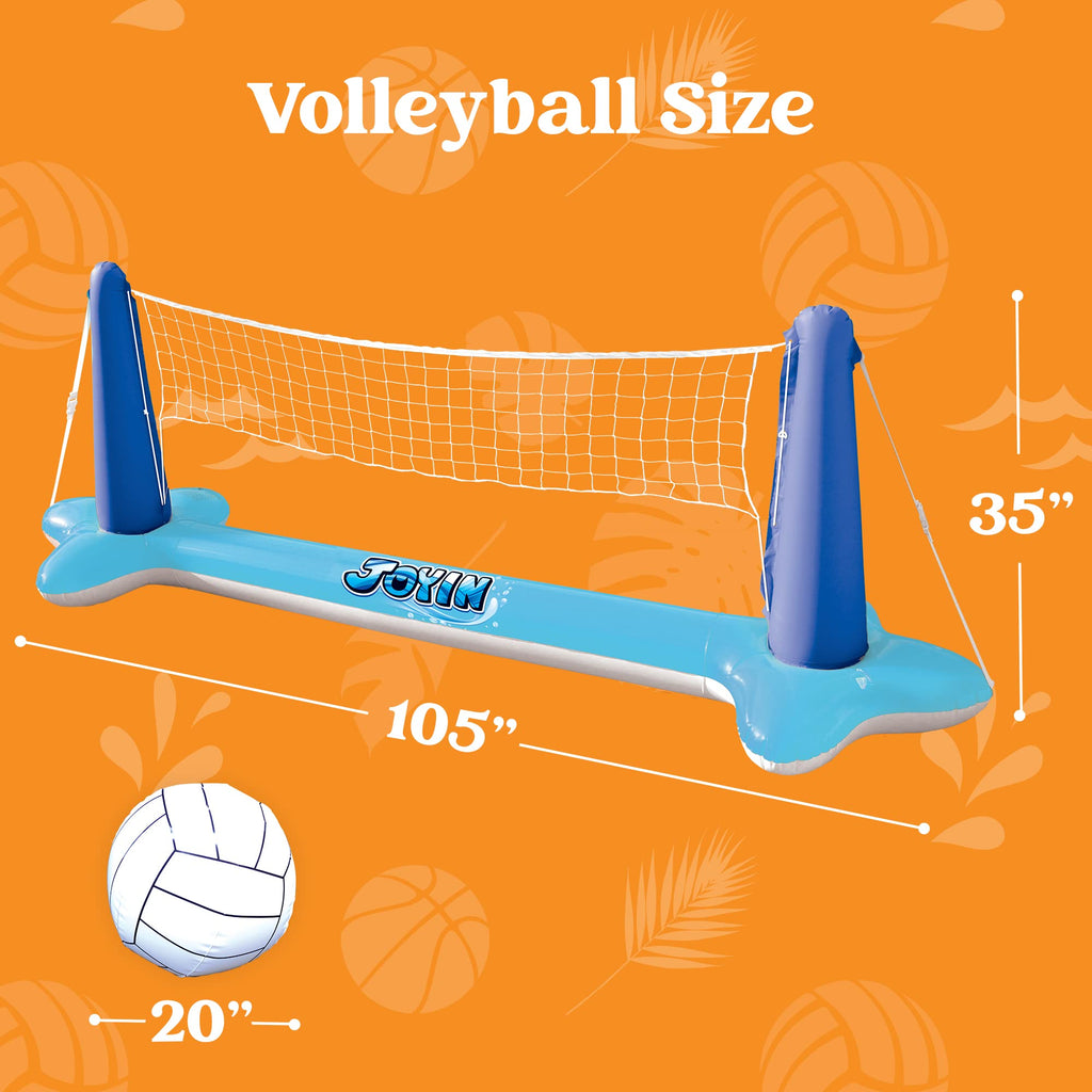 Inflatable Volleyball Net & Basketball Hoops Blue Pool Float Set-joyin