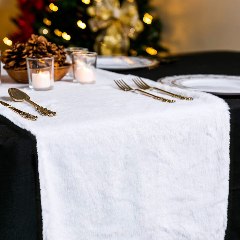 Christmas White Fabric  Table Runner