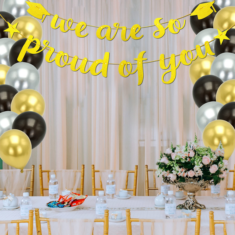 Gold Letter Banner  "We Are So Proud of You"  Hanging Decor