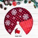 36in Red and Black Plaid Tree Skirt with Snowflake