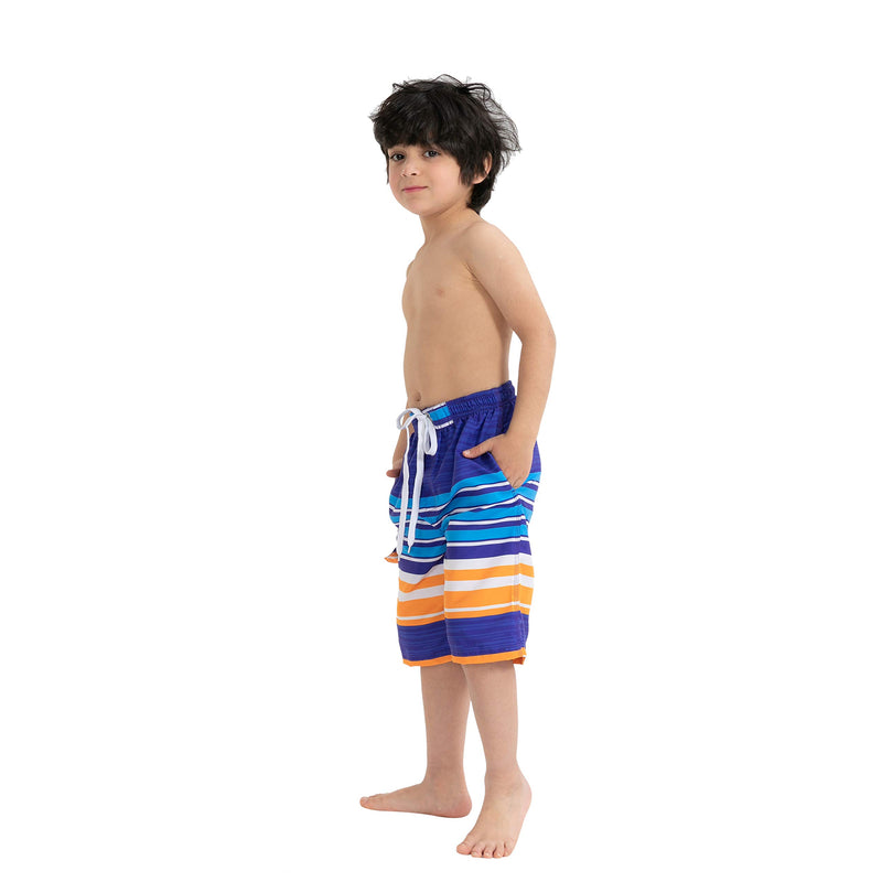 Kids Swim Trunk (Blue & Orange Stripe)