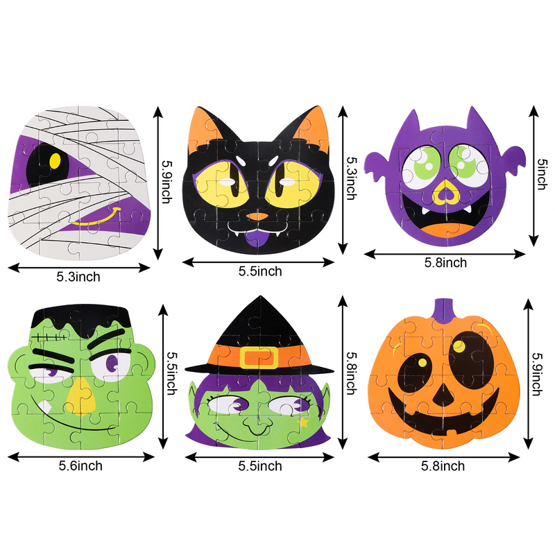 36 Pcs Halloween Jigsaw Puzzle Set in Blind Boxes with 6 Characters Paper Board