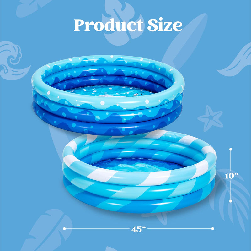 SLOOSH - 45in Blue w/ Pattern Inflatable Kiddie Pool, 2 Pack