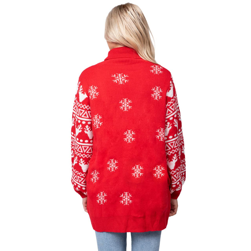 Adult Christmas Reindeer Long Ugly Sweater with Light Bulbs Adult Christmas Reindeer Long Ugly Sweater with Light Bulbs
