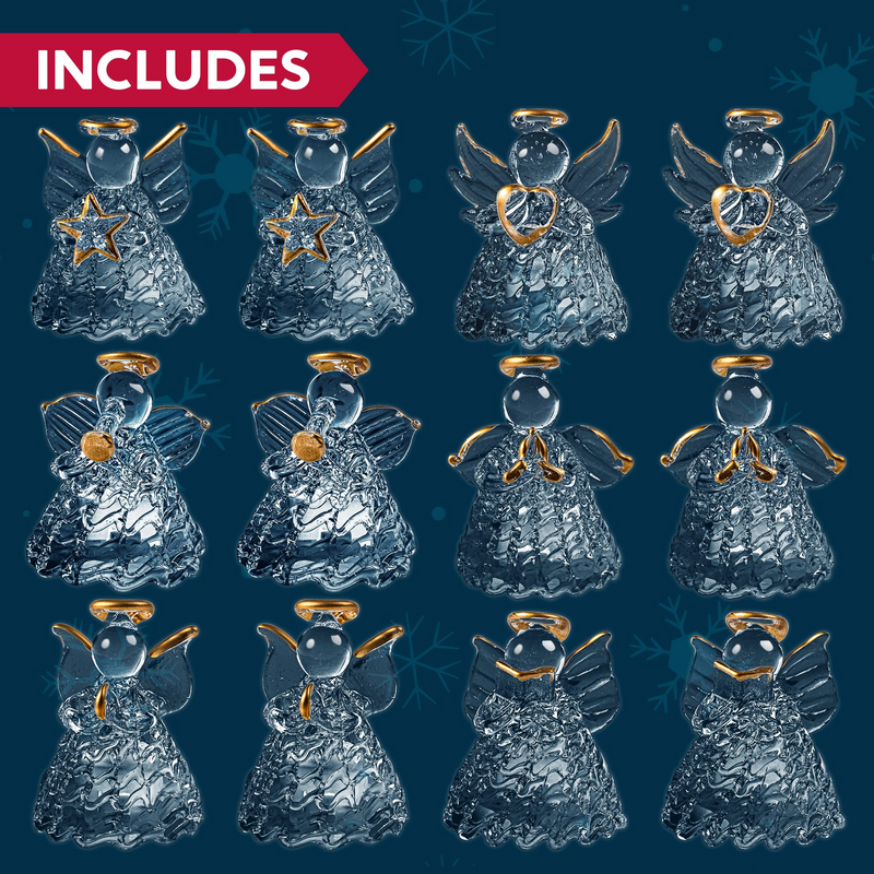 Spun Glass Angel Ornaments With Led Lights, 12-piece Set