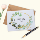 Watercolor Greenery Thank You Cards, 72 Pcs