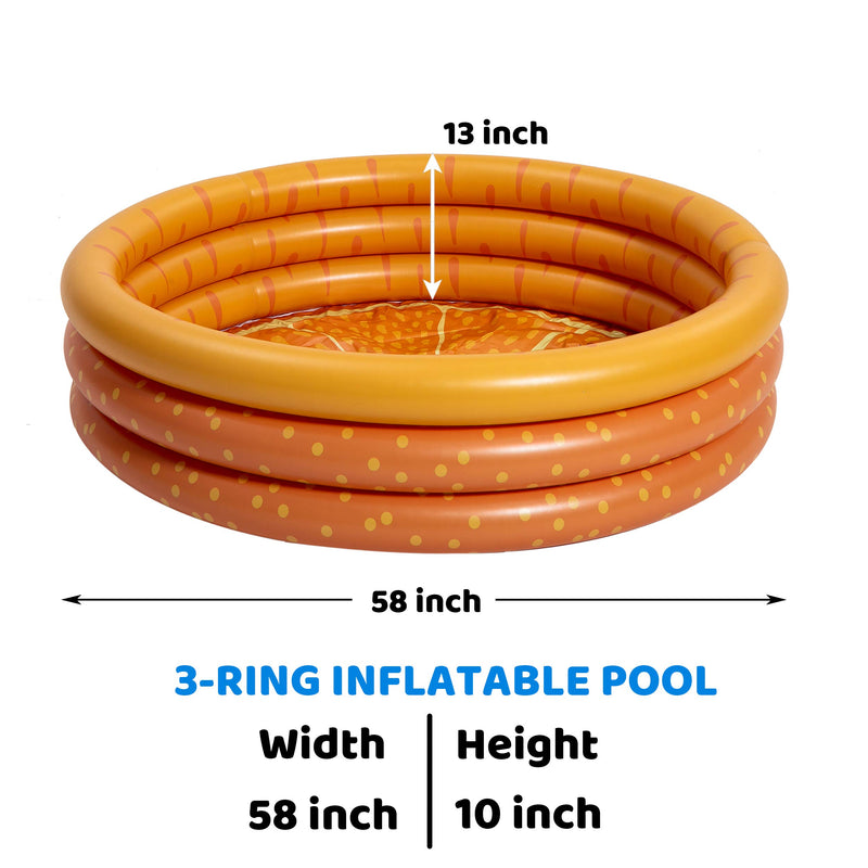 SLOOSH - 2 Packs 58in Orange & Pineapple Inflatable Kiddie Pool Set