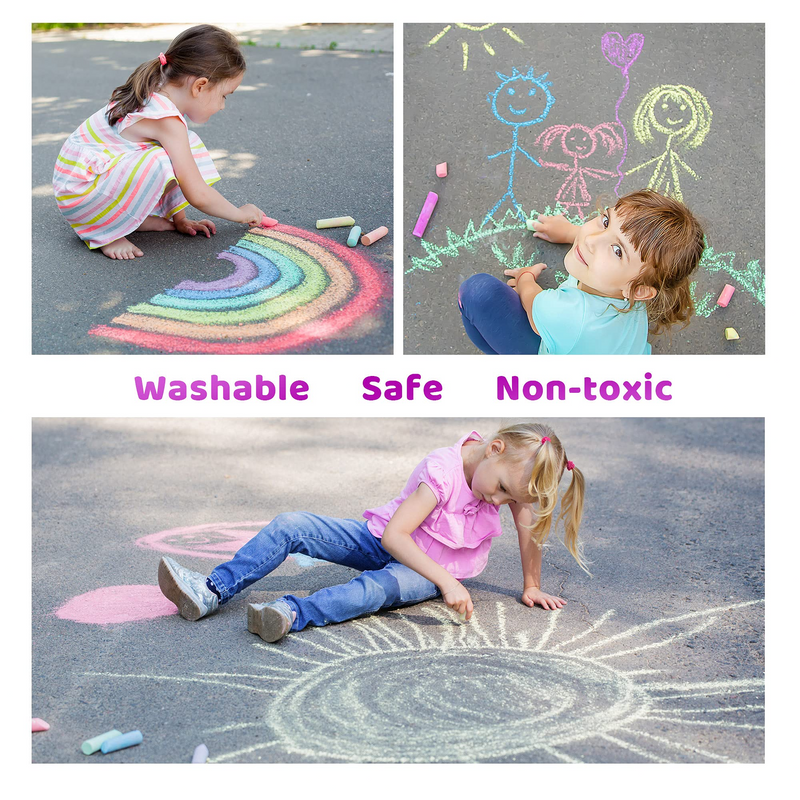 18 Colors Non Toxic Sidewalk Chalks, 144 Pcs