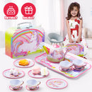 Unicorn Tin Teapot Set With Mermaid Case, 14 Pcs