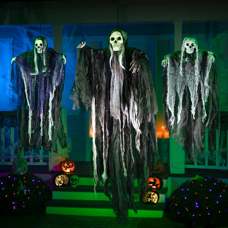 3 Pack Hanging Halloween Skeleton Ghosts Decorations