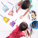 28Pcs Rainbow Pencil  with Kids Valentines Cards for Classroom Exchange