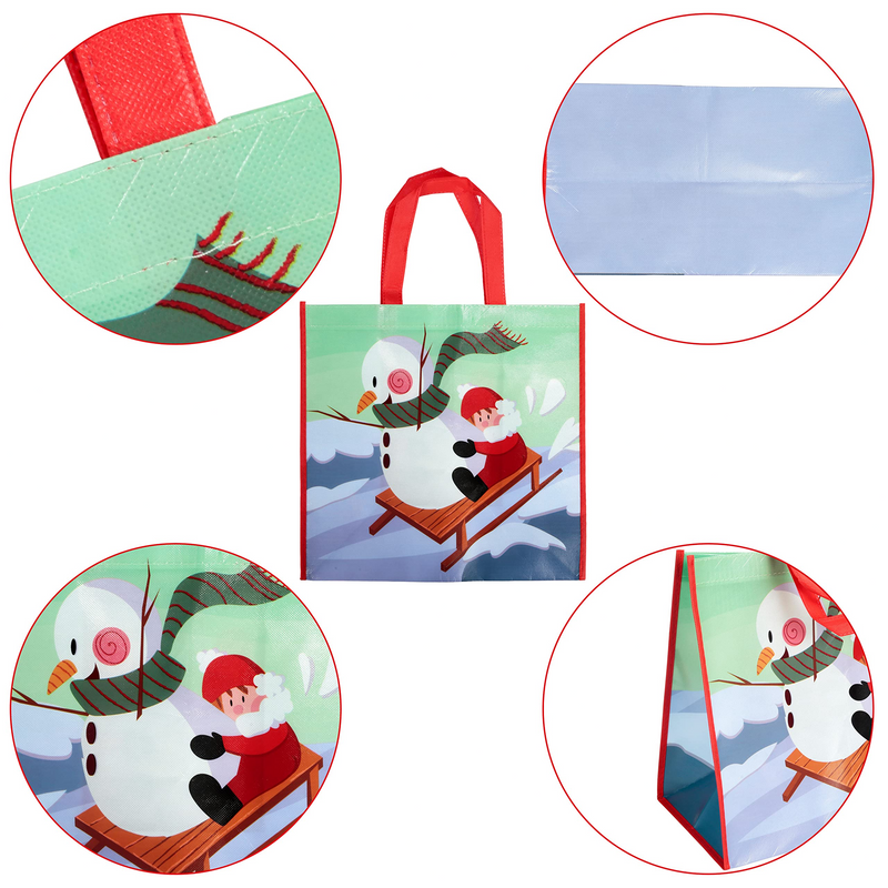 Christmas Reusable Grocery Bags with Handle, 12 Pcs