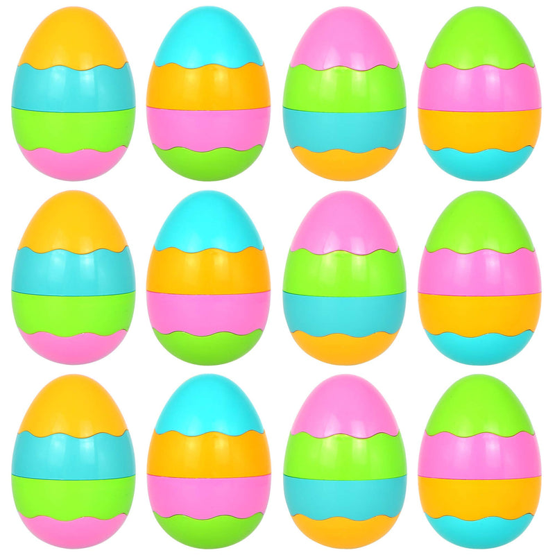 12Pcs Assembled Colorful Plastic Easter Egg Shells