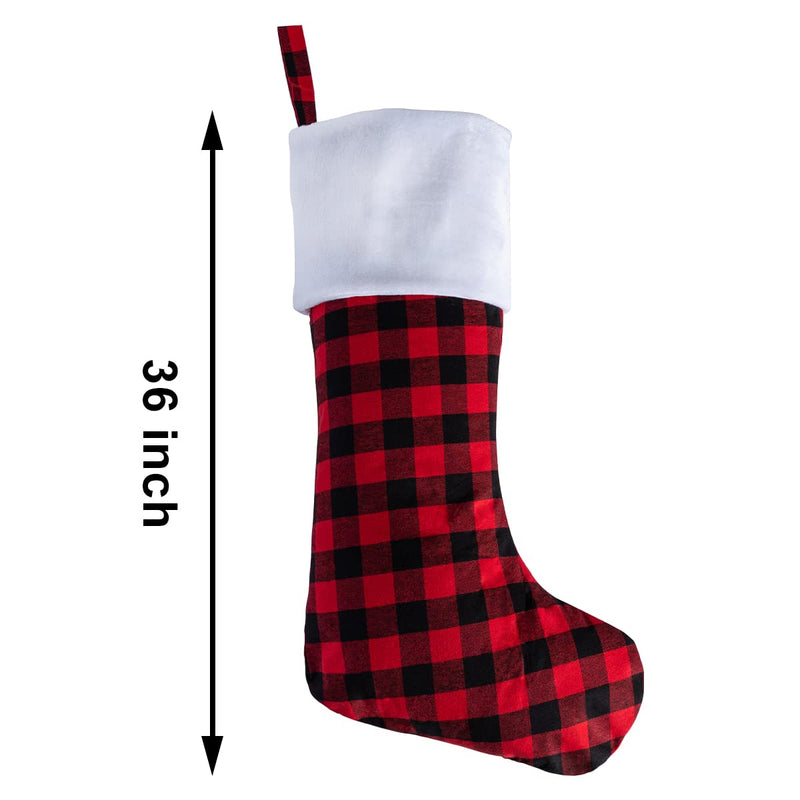 Red Jumbo Plaid Christmas Stockings, 2 Pack