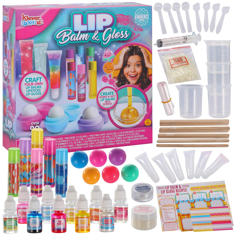 JOYIN Lip Balm Making Kit for Kids, Make Your Own Lip Balm Kit, 2-in-1 Stem Science Kit with Flavoring Scents and Multicolored, DIY Makeup Set, Best