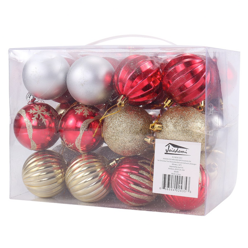 Red, Gold, & Silver 2.5" Ball Ornaments, 36-pack