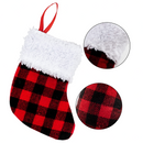 5in Red Black Buffalo Plaid Christmas Stockings, 12 pack