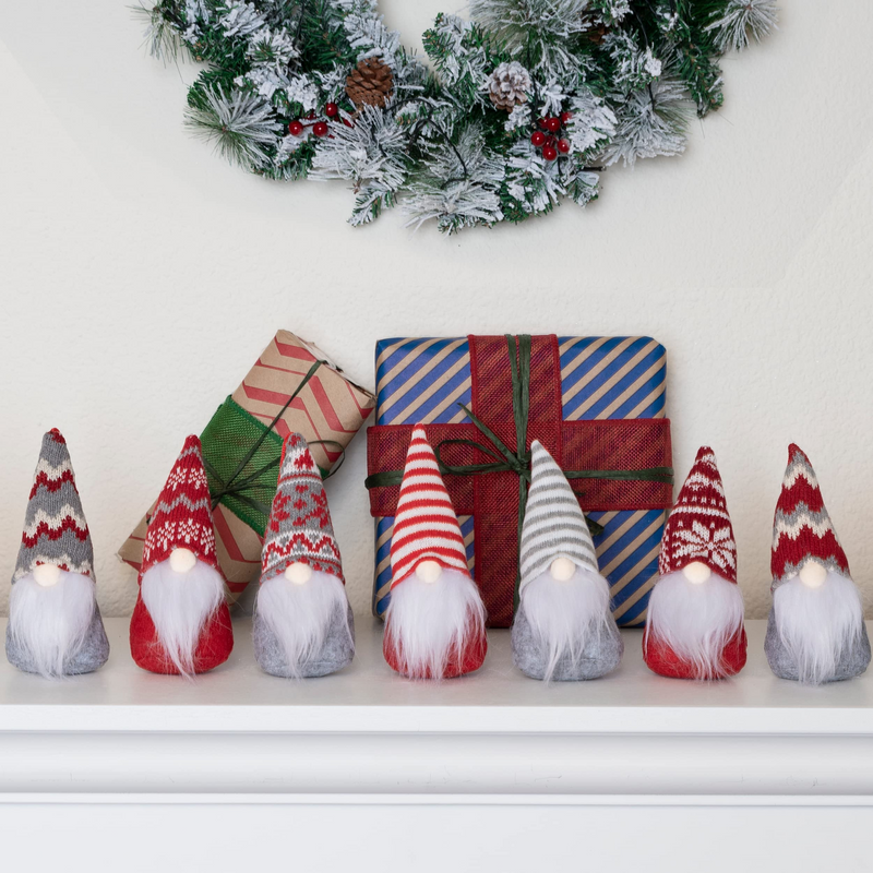 6 Inch Gnome Ornaments Set, 9 Pcs