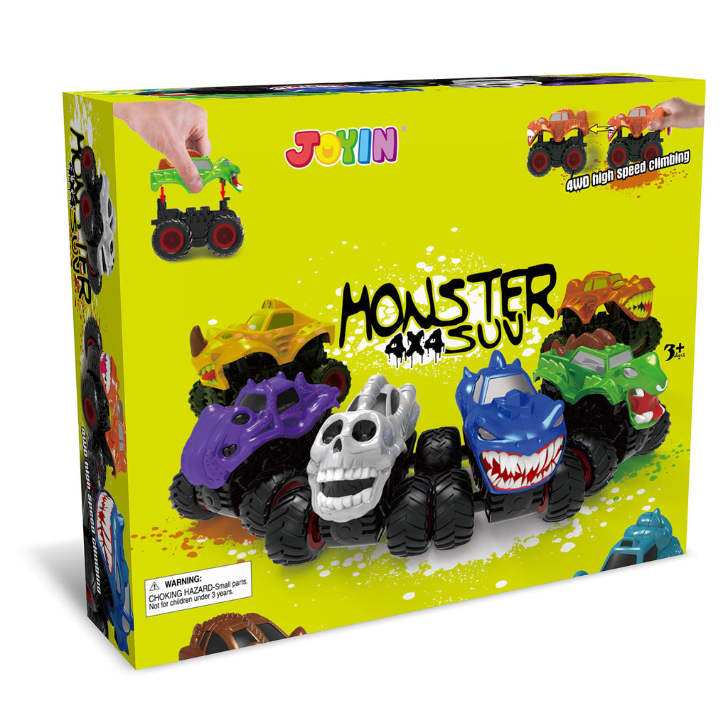 Friction Powered Monster Trucks Toys for Boys Girls Push and Go Toy Car  Vehicles