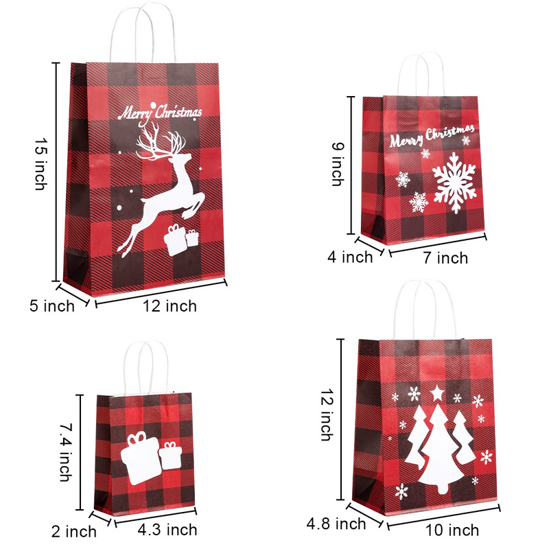 Red and Black Gift Bags, 24 Pcs
