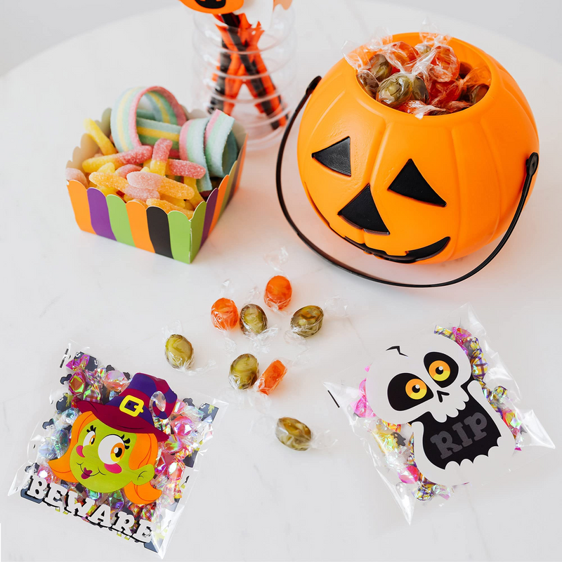 Halloween Four-sided Double Sided Cellophane Candy Treat Bag, 150 Pcs