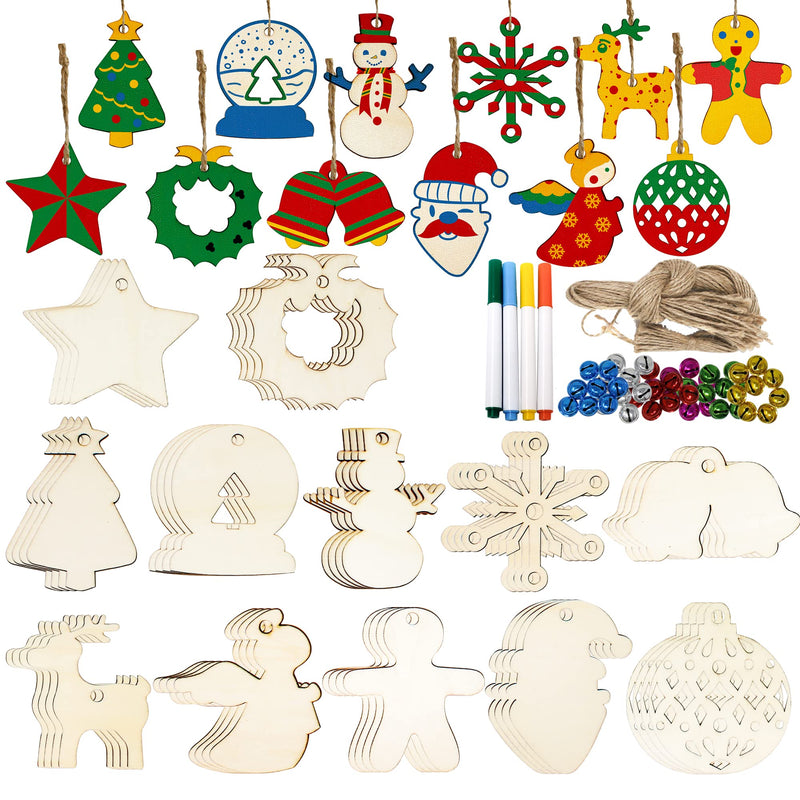 48 Pack Wooden Ornaments Craft Kit