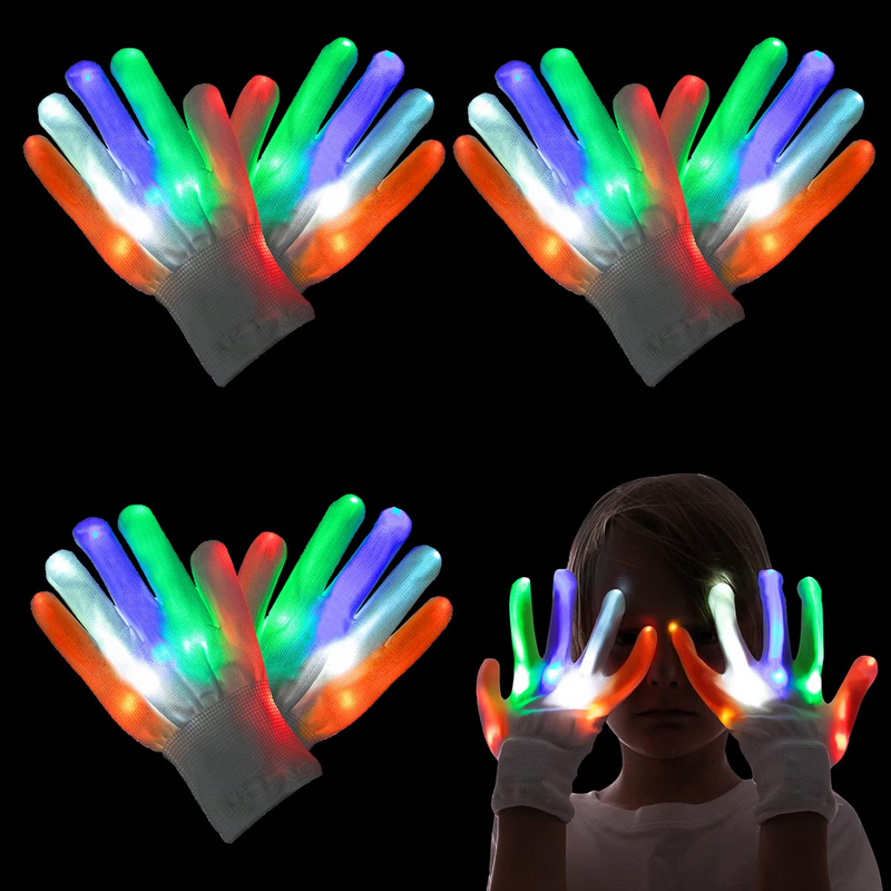 LED Gloves for Kids (Multicolor), 3 Pack