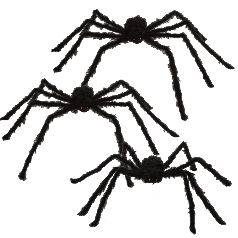 3 Pack Large Halloween Hairy Spiders