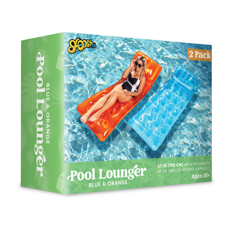 SLOOSH - Inflatable Pool Lounger with Headrest, 2 Pack