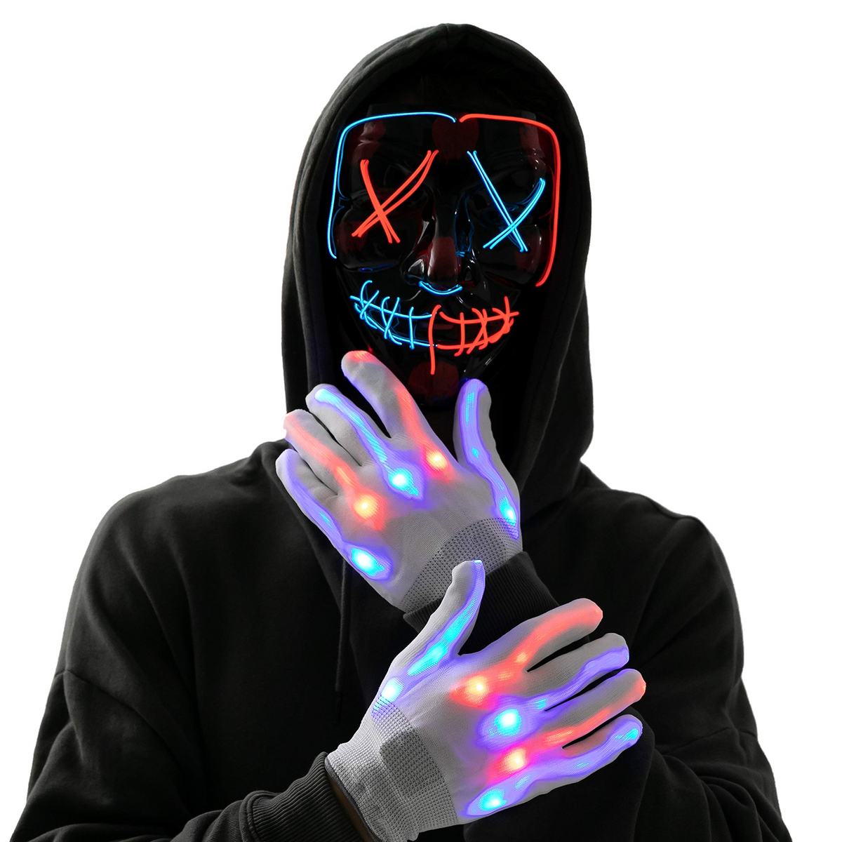 LED-masker handschoenen Sinterklaas kostuums voor volwassen tiener 2025, gebaar sensing oplaadbare licht up gezicht cosplay glow in het donker, zuivering verschrikkelijke angstaanjagende koele ve LED-masker handschoenen Sinterklaas kostuums voor volwassen tiener 2025, gebaar sensing oplaadbare licht up gezicht cosplay glow in het donker, zuivering verschrikkelijke angstaanjagende koele ve