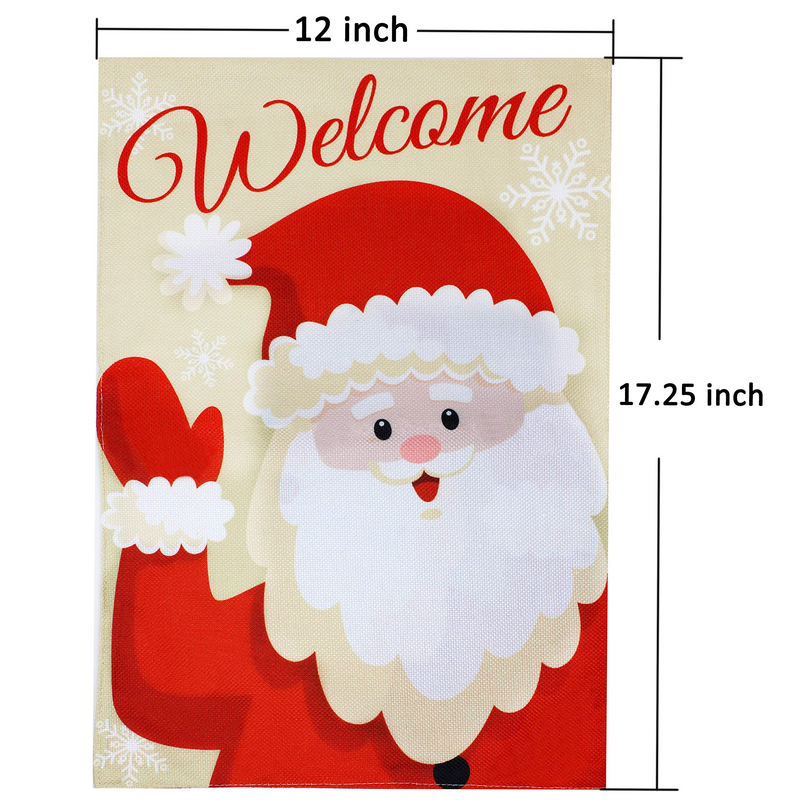 Christmas Burlap Welcome Flag, 2 Pack