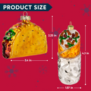 Christmas Glass Blown Ornament Taco and Burrito Set