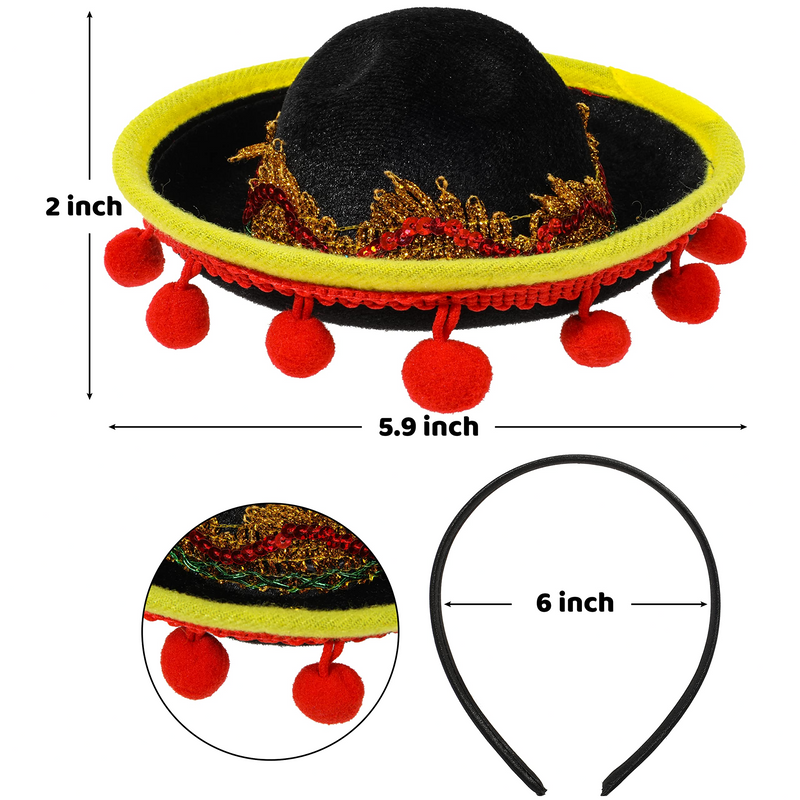 Cinco De Mayo Sombrero Headband, 6 Pack