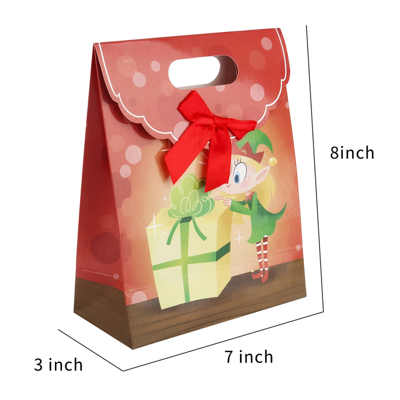Christmas Fold Over Gift Bags, 12 Pcs