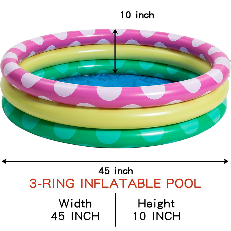 SLOOSH - 2 Packs 45in Multicolor Pattern Inflatable Baby Swimming Pool Set