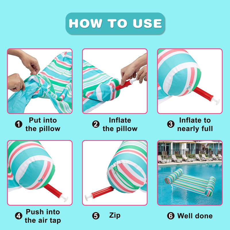 SLOOSH - Inflatable Pool Stripes Hammock, 3 Pieces