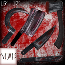 5 Pieces Bloody Halloween Weapons Machete, Knife, Axe, Cleaver And Sickle