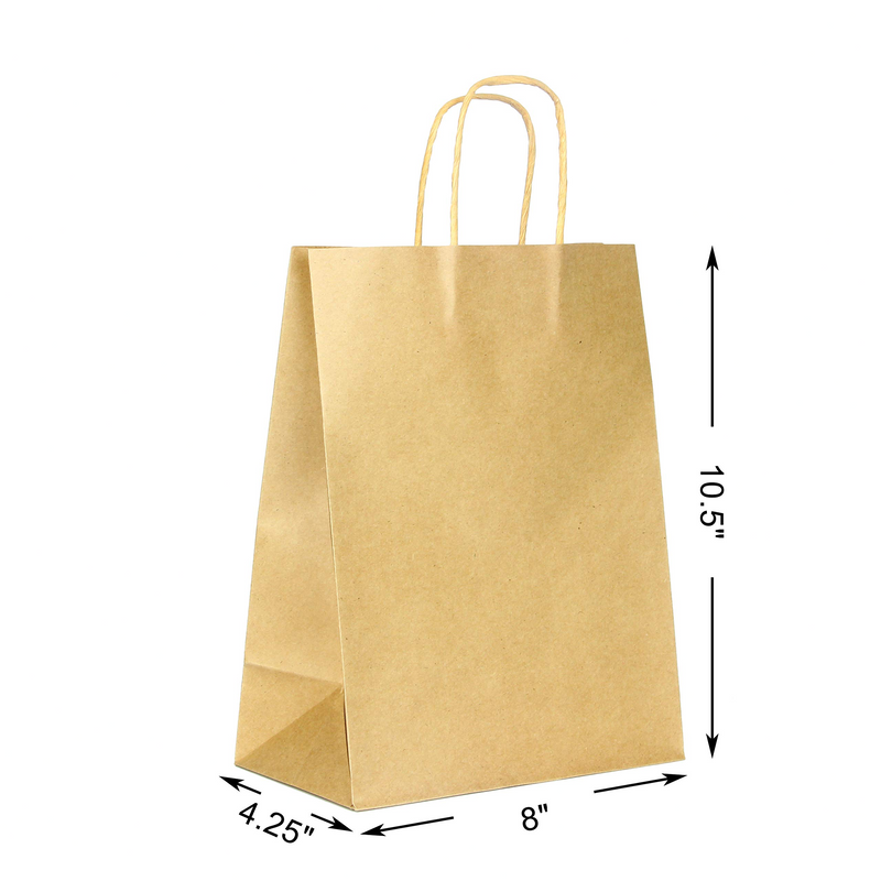 Brown Paper Bags with Handles Bulk, 80 Pcs