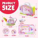 Unicorn Tin Teapot Set With Mermaid Case, 14 Pcs