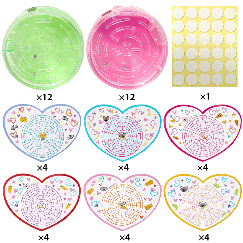 24Pcs Slime in Maze Boxes with Valentines Day Cards for Kids-Classroom Exchange Gifts