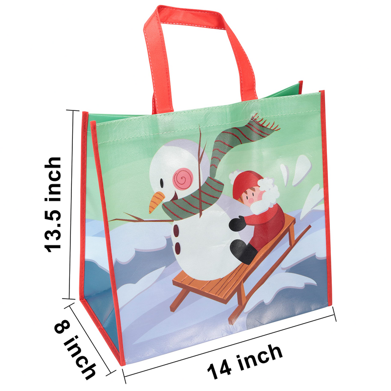Christmas Reusable Grocery Bags with Handle, 12 Pcs